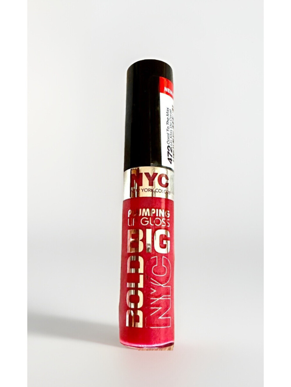 New NYC Big Bold Plumping Lip Gloss Voluminous Lips in 472 Coral to the Max